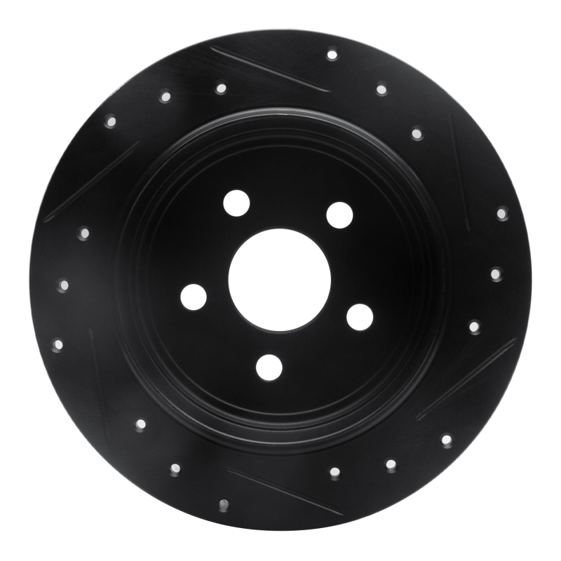 Chrysler Sebring Brake Rotor (1) - Rear Left - R1 Concepts - Drilled & Slotted - Black - `95-`07
